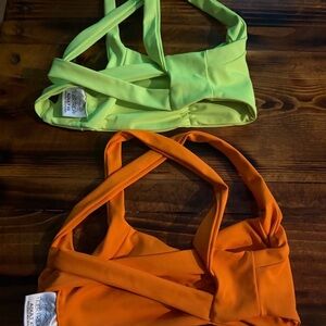Neon Lime & Bright Orange Crossback bra tops